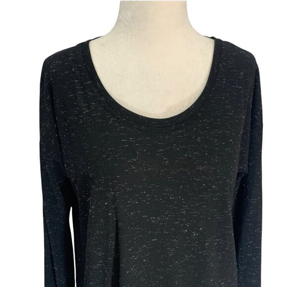 Lord & Taylor Black Sparkle Ruffle Hem T-Shirt Top Size S - Picture 3 of 8
